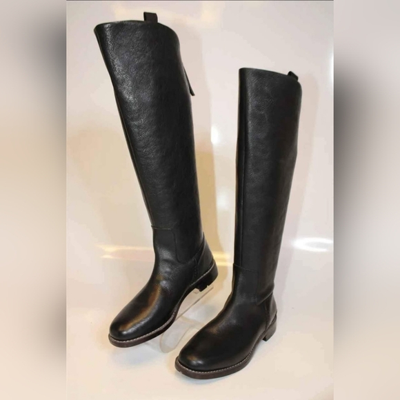 NEW Franco Sarto Designer Womens Meyer Tall Black Leather Riding Boots Size 7.5 - Picture 1 of 7